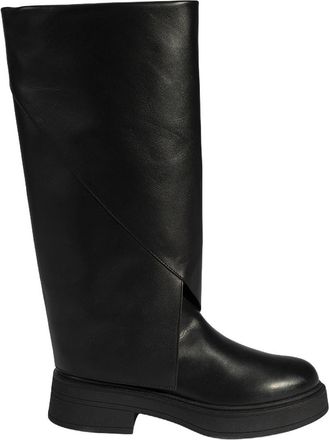 Desa Woman Over-the-Knee Boots - Textile Upper, Flat Heel, Rain-Resistant | Black - 38