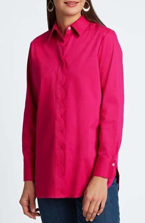 Foxcroft Layla Sateen Button-Up Shirt in Ruby Pink at Nordstrom Rack, Size Small