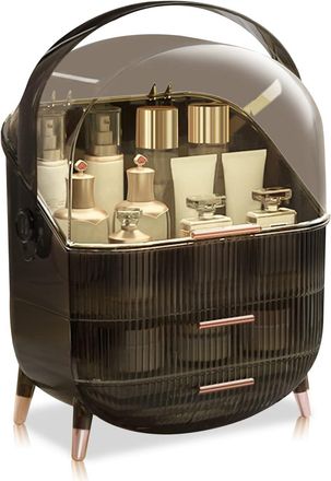 OEM Organizador Retro Gris, De Gran Capacidad, A Prueba De Polvo, Con Cajones De Pl&aacute;stico Para Joyas Y Cosm&eacute;ticos