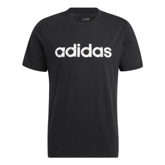 adidas neo Logo Printing Solid Color Round Neck Breathable Short Sleeve Black HD4680