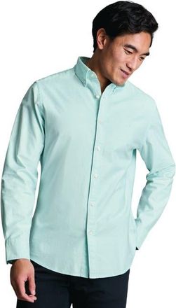 CHARLES TYRWHITT Plain button-down stretch washed Oxford shirt in Aqua Green at Nordstrom, Size X-Large