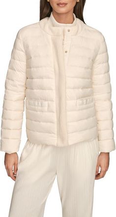 DKNY Nylon Down Jacket in Cream at Nordstrom, Size X-Large
