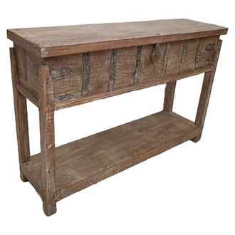 Wanderlust Deco Recibidor De Madera Acabado Artesanal Marr&oacute;n 144x39x93h Cm