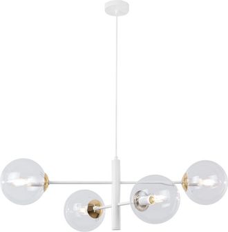 OEM L&aacute;mpara Colgante Vicenza Oro Blanco 4 L&aacute;mpara Plana Transparente E14