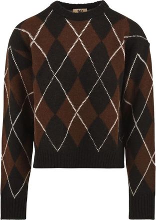 Aniye By Rebby Trui met Ronde Hals - Dames - Ronde hals truien - Bruin - M - Wol - Truien & Vesten