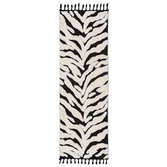 Flair Rugs Alfombra moderna de pasillo blanco y negro 80x300cm
