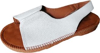 Generic Summer Womens Flat Sandals with Buckle Patchwork Design Casual Lightweight Large Size Footwear for Everyday Comfort (White, 6.5)