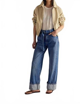 Free People East Bay Cuffed Jeans In Blue
