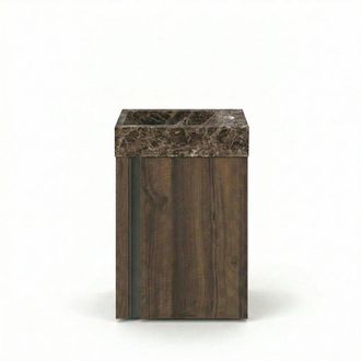 Saniclass Chaci Toiletmeubelset - 40x65cm - 1 deur - 1 kraangat - rechts - fontein dark emporador - noten