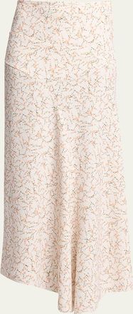 Victoria Beckham Floral Spiral Seam Asymmetric Skirt