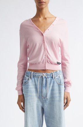 Alexander Wang Crop Continuous Placket Wool Cardigan in Ballet Pink at Nordstrom, Size X-Large