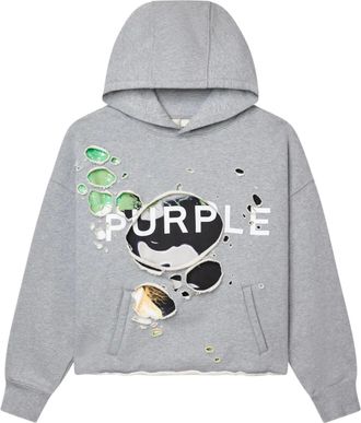 Purple Wordmark Cut Out hoodie - men - Cotton - M - Grey
