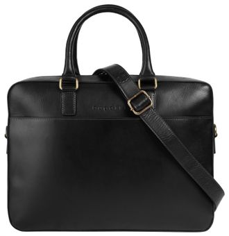 Bugatti Aktentasche BUGATTI REMO, Herren, Gr. B/H/T: 41cm x 29cm x 8cm onesize, schwarz, Leder, leicht gl&auml;nzend, unifarben, Taschen Aktentasche, echt Leder