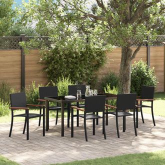 vidaXL Conjunto De Comedor De Jard&iacute;n 7 Pcs Negro Polirat&aacute;n