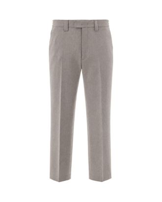 Paolo Pecora Beige Viscose-Blend Regular-Fit Straight-Leg Pants