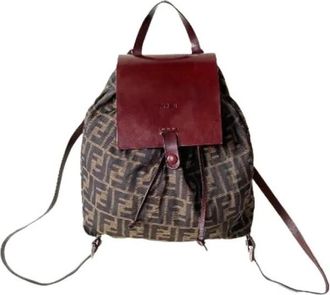 Fendi Pre-owned Zucca Canvas Rugzak - Dames - Vintage Rugzakken - Rood - ONE Size - Leer - Vintage
