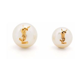 Saint Laurent Cassandre Pearl Earrings - female - Saint Laurent - Earrings - White - ONE SIZE - Accessories