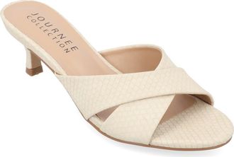 Journee Collection Berkly Snake-Embossed Slide Sandal in Bone at Nordstrom Rack, Size 11