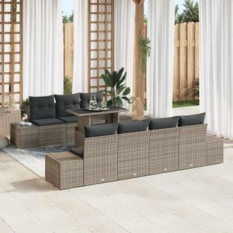 vidaXL Conjunto De Sof&aacute; De Jard&iacute;n 8 Pcs Gris 100 X 55 X 73 Cm Vidaxl