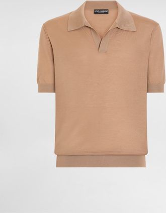 Dolce & Gabbana Cashmere Polo Shirt - Man Sweaters And Cardigans Beige 46