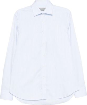 Canali Overhemd met krijtstreep - Blauw