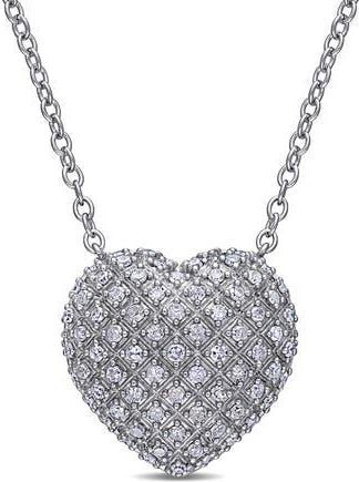 Delmar Cluster Diamond Heart Pendant Necklace - 0.98ct. in Silver at Nordstrom Rack