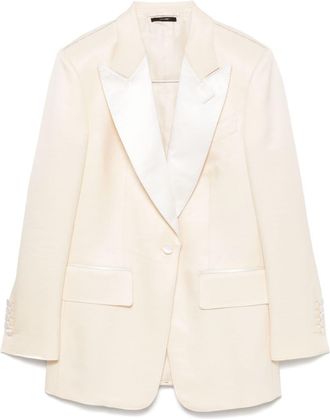 Tom Ford Bianca blazer - women - Silk/Cupro/Silk/Wool - 42 - Neutrals