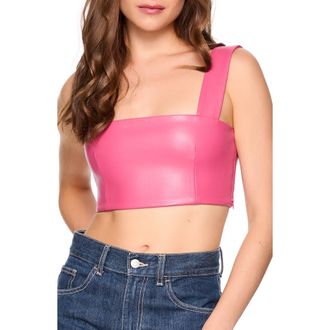 Susana Monaco Faux Leather Crop Tank in Azalea at Nordstrom Rack, Size X-Large