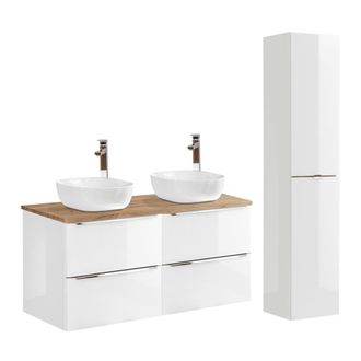 Petits Meubles Set mueble lavabo y columna estratificado Blanco
