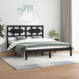 vidaXL Vidaxl - Estructura De Cama De Madera Maciza De Pino Negra 200x200 Cm