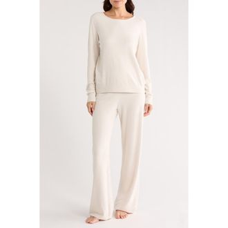 Barefoot Dreams CozyChic Ultra Lite Boat Neck Pajamas in Almond at Nordstrom Rack, Size Large