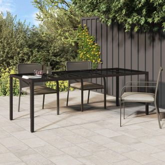 Berkfield Home Garden Dining Table Brown 250x100x75 cm Poly Rattan | Size: 250 x 100 x 75 cm