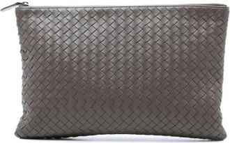 Bottega Veneta Pre-owned Clutches, female, Brown, Size: ONE SIZE Pre-owned Woven Leather Clutch