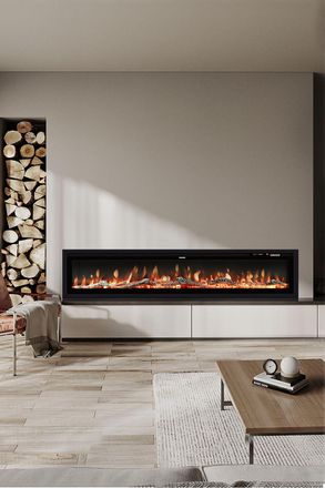 Living and Home 70 Inch Electric Fireplace with Remote 12 Flame Colours 1800W in Black