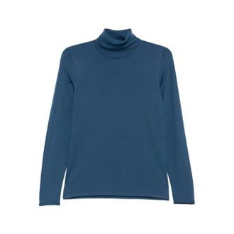 Le Tricot Perugia Turtleneck Sweater met Lange Mouwen - Dames - Coltruien - Blauw - S - Truien & Vesten