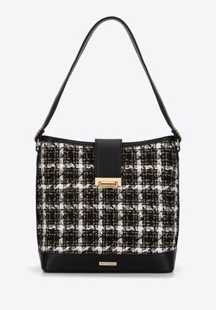 Wittchen Damestas van boucl&eacute;stof, zwart-wit