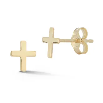 Ember Fine Jewelry 14K Gold Flat Cross Studs