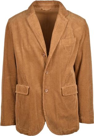 Aspesi Velvet Corduroy Blazer With Notch Lapels And Flap Pockets