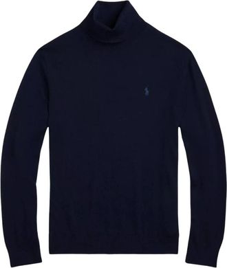 Ralph Lauren Grijze golf met logo - Heren - Coltruien - Blauw - M - Wol - Truien & Vesten