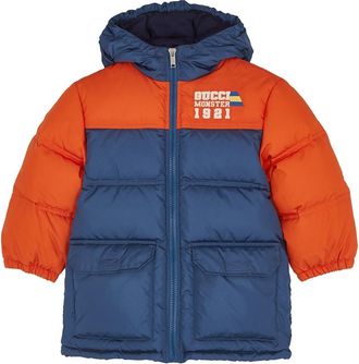 Gucci Kids Panelled Quilted Shell Jacket - Blue