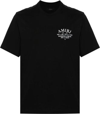 Amiri Zwart Logo Print Crew Neck T-shirt - Heren - T-shirts - Zwart - S - Katoen - Tops