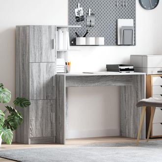 Berkfield Home Desk with Storage Grey Sonoma Engineered Wood