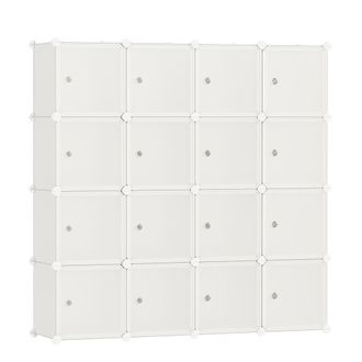 Songmics Estanter&iacute;a modular con 16 cubos de color blanco y cerma