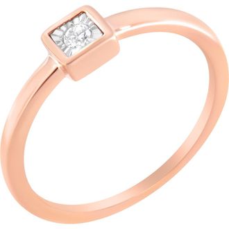 House of Brilliance 14K Rose Gold Plated Silver Miracle Set Diamond Promise Ring in Rose Gold Over Silver at Nordstrom, Size 6