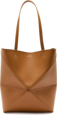 Loewe Puzzle Fold Medium Leather Tote - Tan - One Size