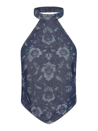 Pinko Scream top light denim allover