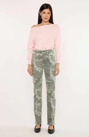Kancan Allie High Rise Straight Fit Jeans in Camo at Nordstrom, Size 27