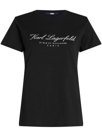 Karl Lagerfeld Hotel Karl embroidered-logo T-shirt - women - Organic Cotton - L - Black