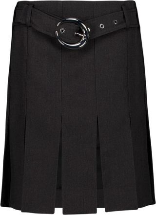 Paco Rabanne Geplooide Mini Rok met Riem - Dames - Korte rokken - Grijs - S - Wol - Rokken