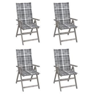 vidaXL Vidaxl - Sillas Reclinables Jard&iacute;n Y Cojines 4 Uds Madera Maciza Acacia